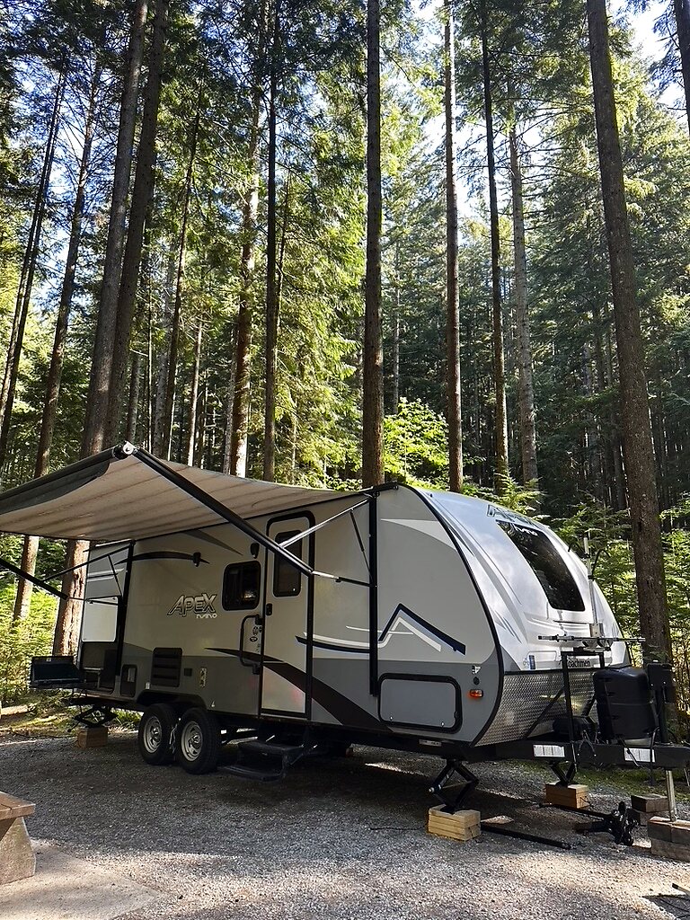 Camper exterior in the forest